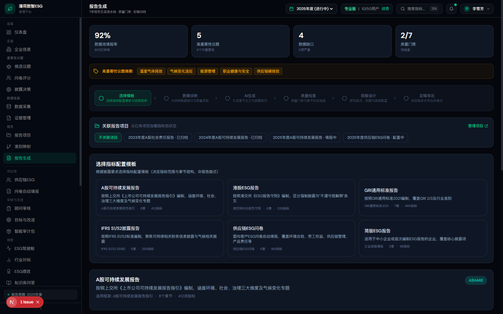 报告生成与质量门禁