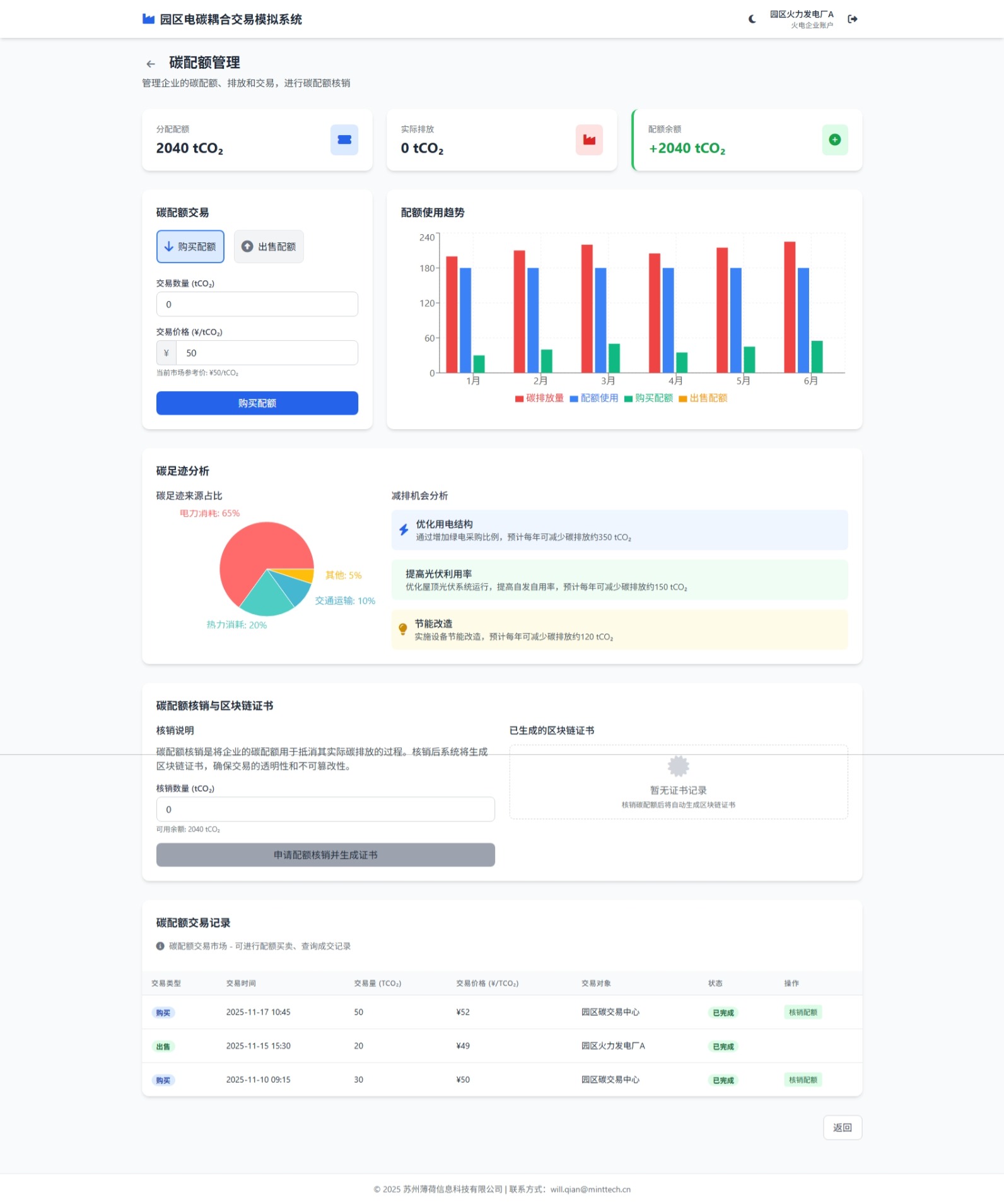 碳配额管理界面